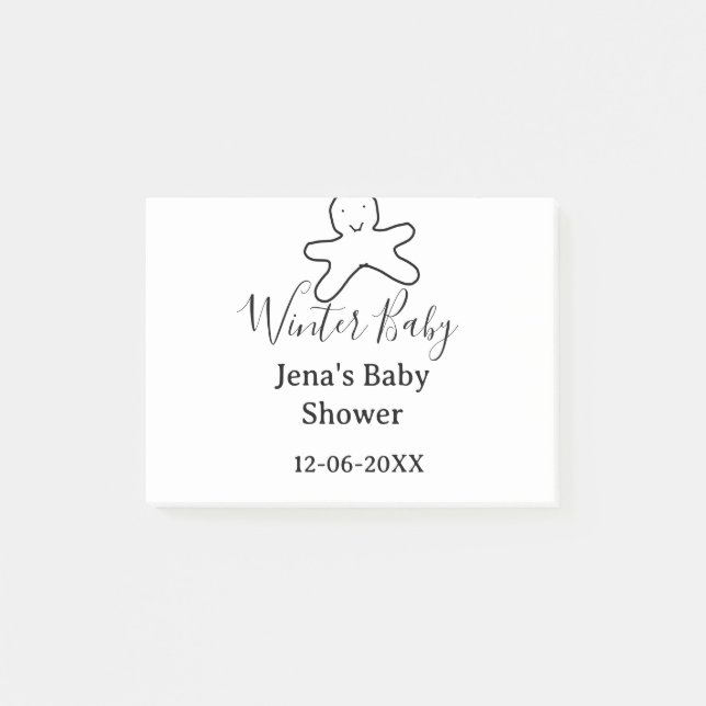 Bloco De Notas Winter baby shower cookie black scribble hand-draw (Frente)