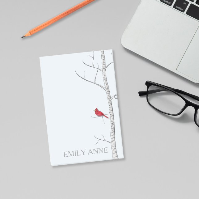 Bloco De Notas Winter Birch Posta suas notas (Red Cardinal Post it Notes)