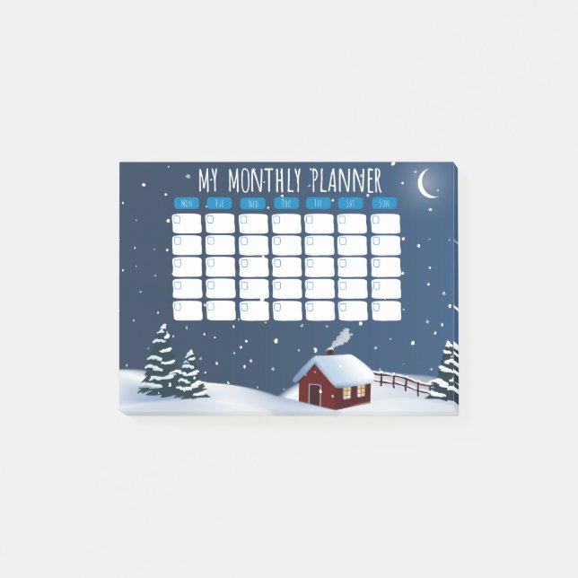 Bloco De Notas Winter Cabin Night Post-it® Notes  (Frente)