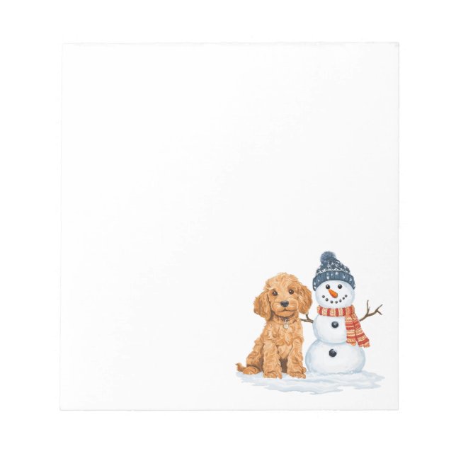 Bloco De Notas Winter Goldendoodle Dog Cute Snowman (Frente)