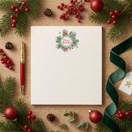 Bloco De Notas Winter Greenery Wreath Feliz Natal