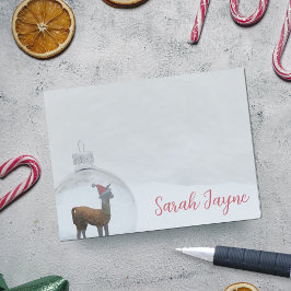 Bloco De Notas Winter Llama Snow Funny Christmas Personalizado