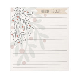 Bloco De Notas Winter thoughts hand drawn abstract mistletoe