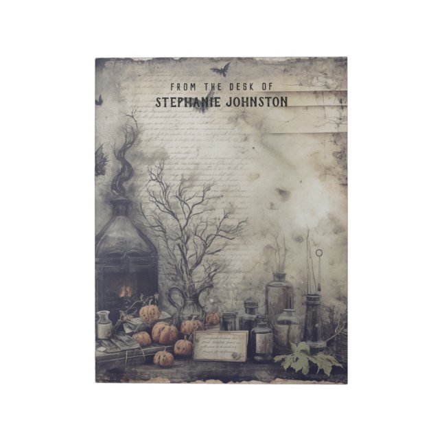 Bloco De Notas Witchy Potion Dark Academia Aestética Pumpkin Vert (Invertido)