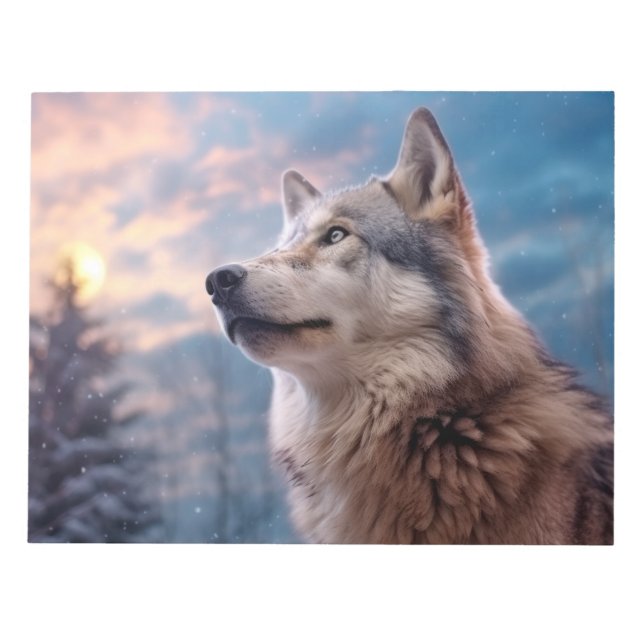 Bloco De Notas Wolf Animal Nature Selvagem Majestosa (Frente)
