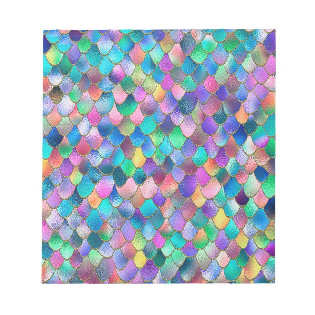 Bloco De Notas Wonky Rainbow Glitter Metal Scales de Sereia (Frente)