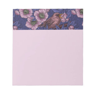 Bloco De Notas Wren e hellebore, violeta e rosa