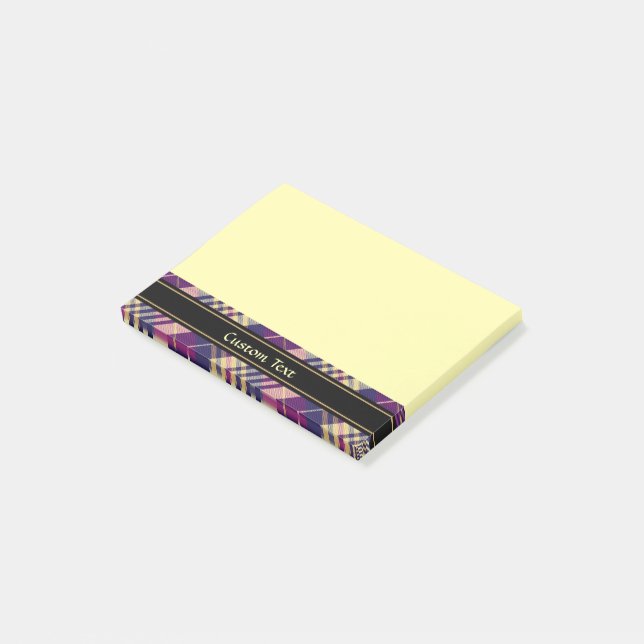 Bloco De Notas Xadrez azul, dourado e roxo (Inclinado)