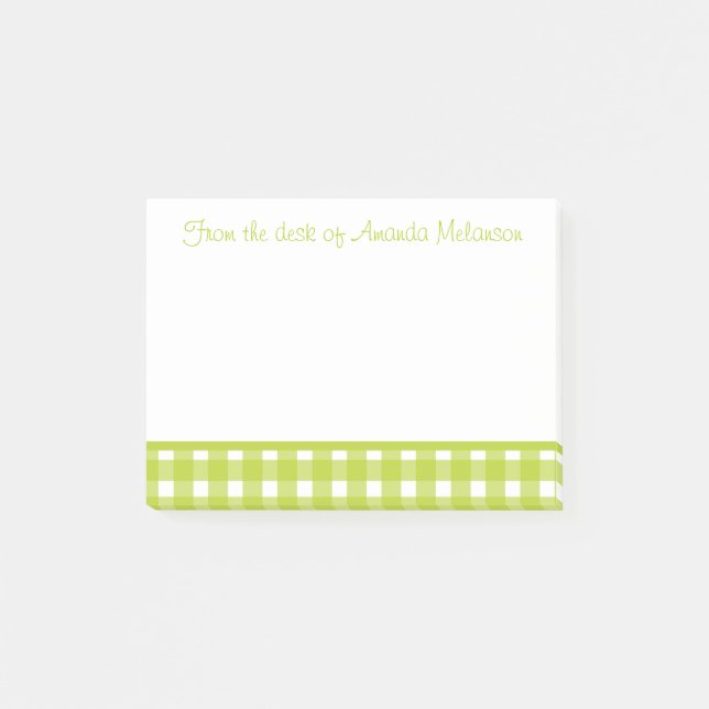 Bloco De Notas Xadrez de Gingham Verde e Branco (Frente)