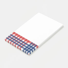 Bloco De Notas Xadrez de Gingham Vermelho, Branco e Azul