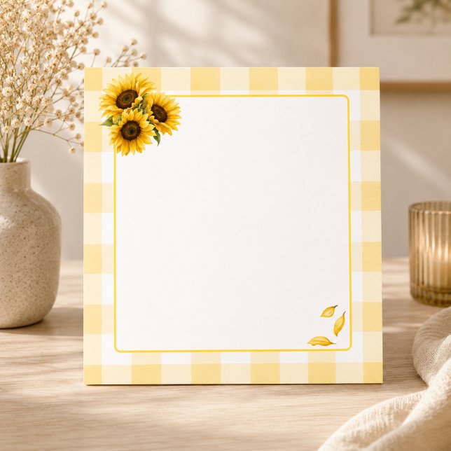 Bloco de Notas Xadrez de Girassol (Sunflower Gingham Notepad)