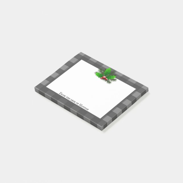 Bloco De Notas Xadrez de Natal Holly Buffalo Personalizada (Inclinado)