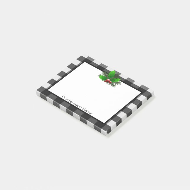 Bloco De Notas Xadrez de Natal Holly Buffalo Personalizada (Inclinado)