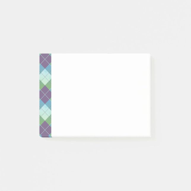 Bloco De Notas Xadrez Estilo Argyle Roxo Azul e Verde (Frente)