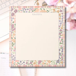Bloco de Notas Xadrez Floral “Grateful” – Papelari