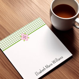 Bloco De Notas Xadrez Inglês Verde Floral Personalizado