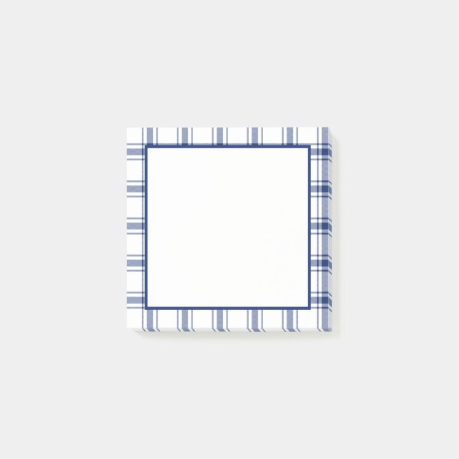 Bloco De Notas Xadrez náutico azul e branco (Frente)