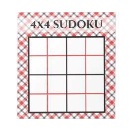 Bloco De Notas Xadrez Vermelha 4x4 Sudoku Grid Modelo