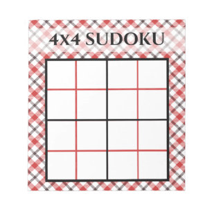 Bloco De Notas Xadrez Vermelha 4x4 Sudoku Grid Modelo