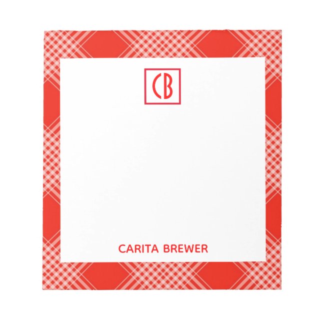 Bloco de notas Xadrez vermelho (Frente)