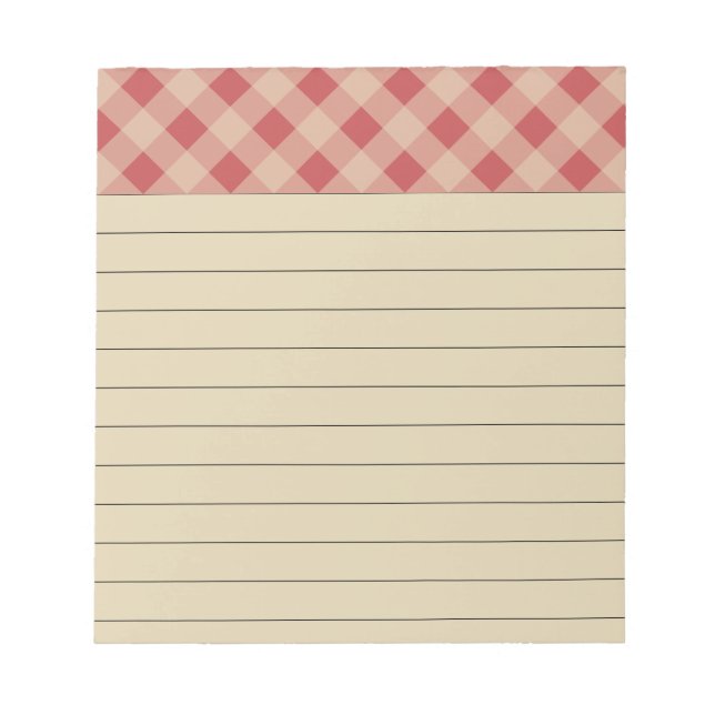 Bloco de Notas Xadrez Vermelho Rústico (Frente)