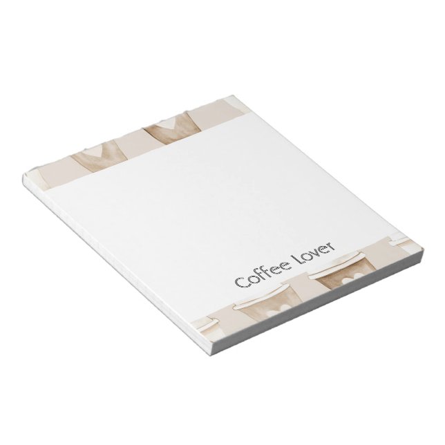 Bloco De Notas Xícaras de Coração de Café com Creme (Inclinado)
