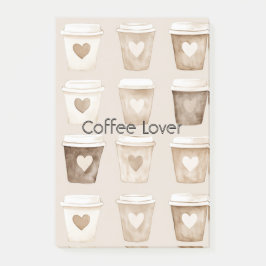 Bloco De Notas Xícaras de Coração de Café com Creme