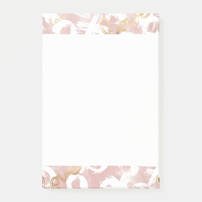 Bloco De Notas XO de Amor Dourado Rosa (Frente)