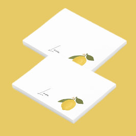 Bloco De Notas Yellow Lemon with Green Leaves | Fresh Citrus 