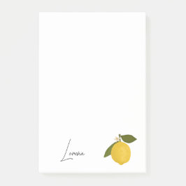 Bloco De Notas Yellow Lemon with Green Leaves | Fresh Citrus 