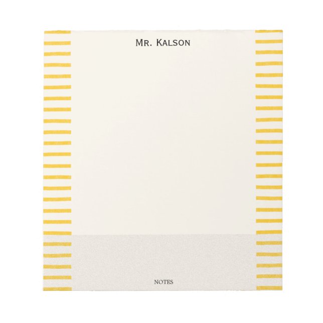Bloco De Notas Yellow Lines Elegant Frame Teacher Notepad (Frente)
