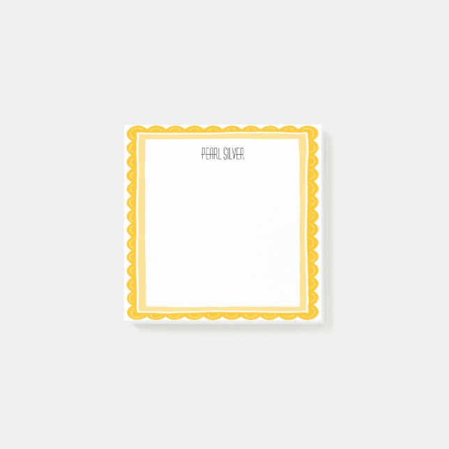 Bloco De Notas Yellow Scallop CUSTOM Chic Monogram Personalized (Frente)