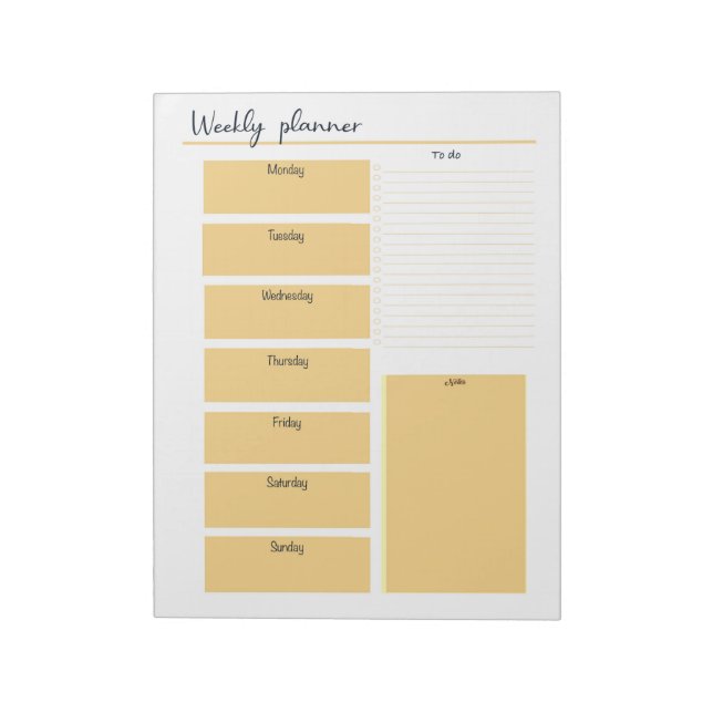 Bloco De Notas Yellow Weekly Planner Notepad (Invertido)