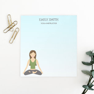 Bloco De Notas Yoga Woman In Lotus Pose And Yoga Instrutor Text