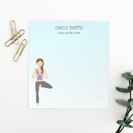 Bloco De Notas Yoga Woman In Tree Pose E Yoga Instrutor Text