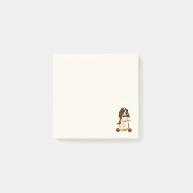 Bloco De Notas Yogi the Basset Hound on Scooter Post it note pad  (Frente)