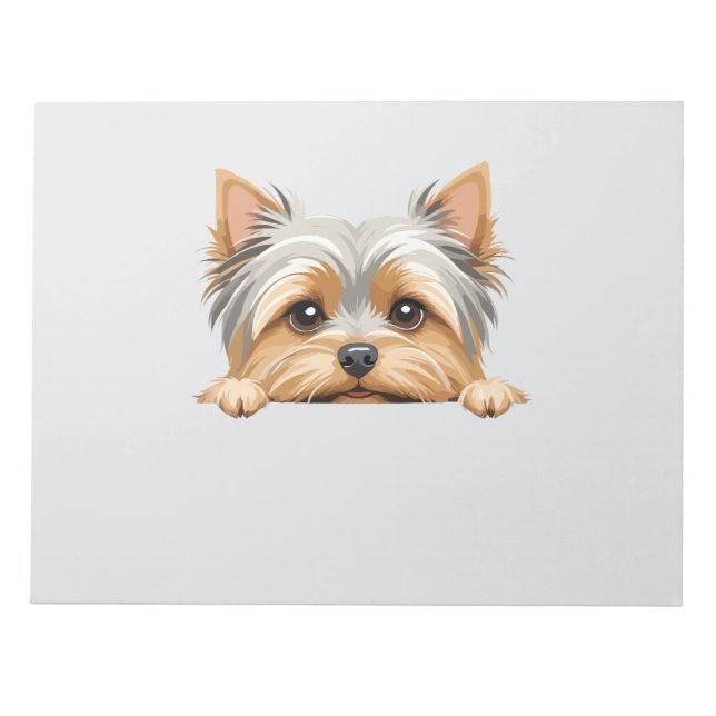 Bloco De Notas Yorkshire Terrier Peeking Cute Adorável Alegria En (Frente)