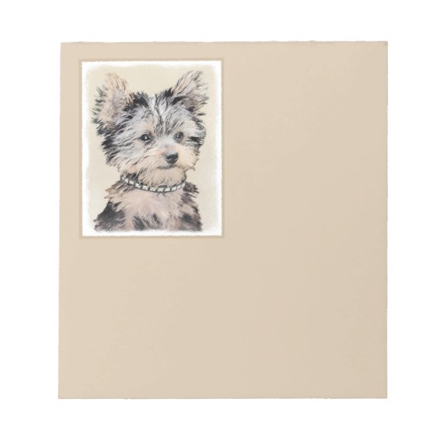 Bloco De Notas Yorkshire Terrier Puppy Pintura Original (Frente)
