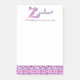 Bloco De Notas Zaidee - letra Z - nome que significa roxo rosa