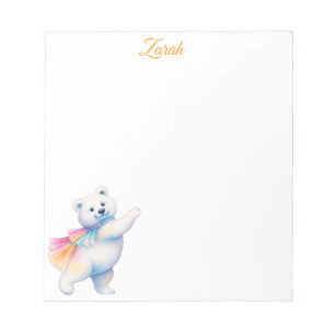Bloco De Notas Zarah o Urso Polar Dançante   Personalizado