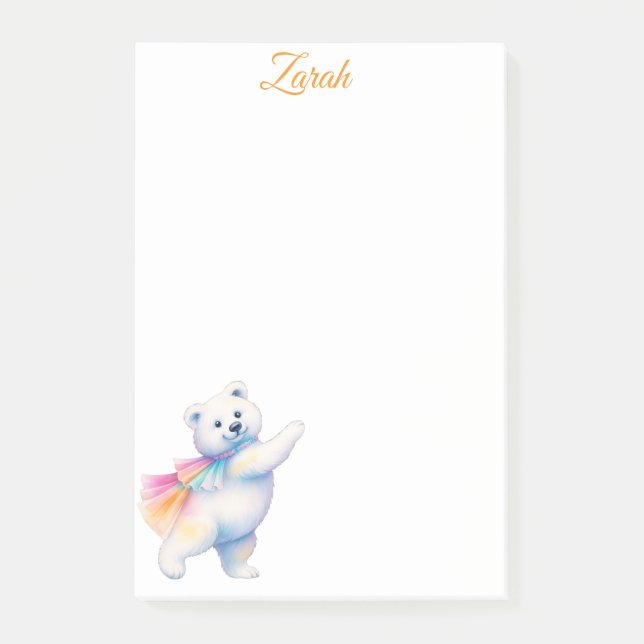 Bloco De Notas Zarah the Dancing Polar Bear | Personalized (Frente)