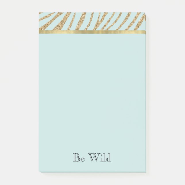 Bloco De Notas Zebra Brilho Dourado Menta   (Frente)