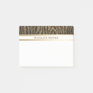 Bloco De Notas Zebra Marrom Dourado Brilho Glam Moderno Personali