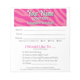 Bloco De Notas Zebra Print Vendor Event Leads Drawing Slip