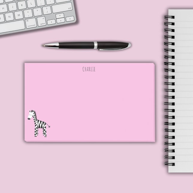 Bloco De Notas Zebra rosa (Pink Zebra personalized post it notes)