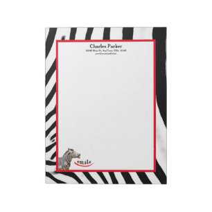 Bloco De Notas Zebra Sorri Preto/Branco/Vermelho Personalizável G