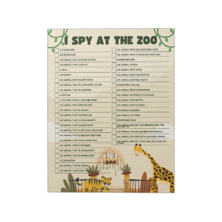 Bloco De Notas Zoo Scavenger Hunt Educacional