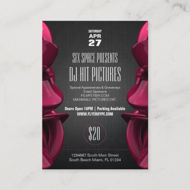 Bloco do cartão do evento do partido do clube de (Frente)