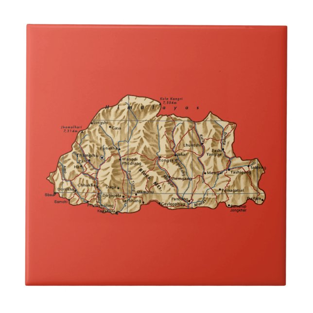Bloco do Mapa do Butão (Frente)