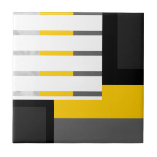 Bloco Geométrico Branco e Preto-Cinza Amarelo